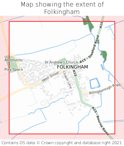 Map showing extent of Folkingham as bounding box