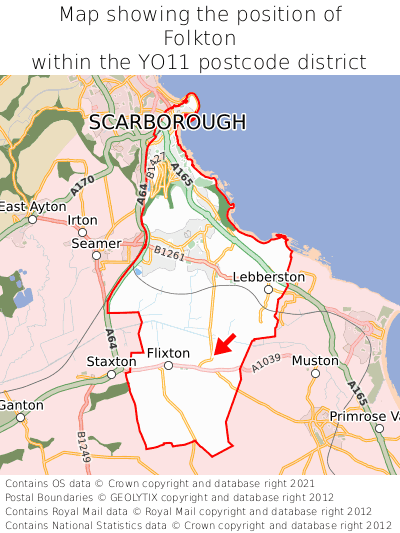 Map showing location of Folkton within YO11