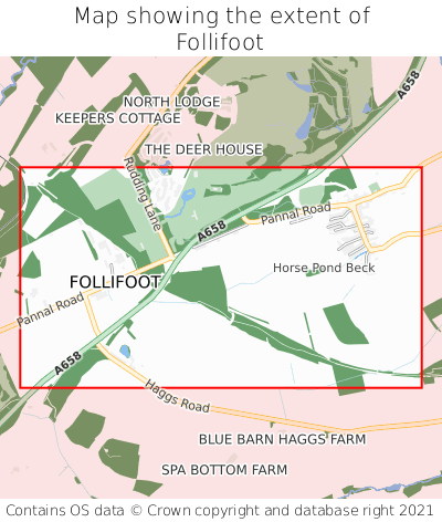 Map showing extent of Follifoot as bounding box