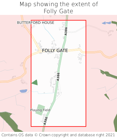 Map showing extent of Folly Gate as bounding box