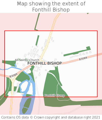 Map showing extent of Fonthill Bishop as bounding box