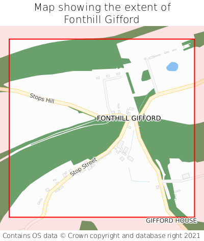Map showing extent of Fonthill Gifford as bounding box
