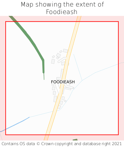 Map showing extent of Foodieash as bounding box