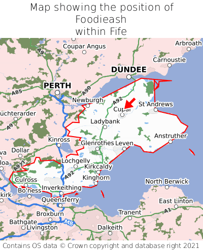 Map showing location of Foodieash within Fife