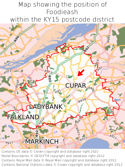 Map showing location of Foodieash within KY15