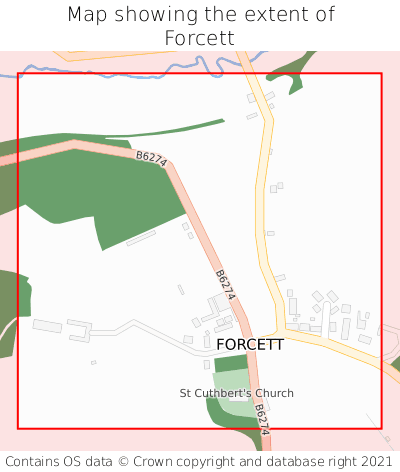 Map showing extent of Forcett as bounding box