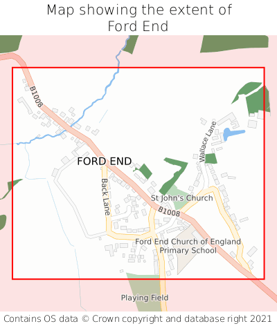 Map showing extent of Ford End as bounding box