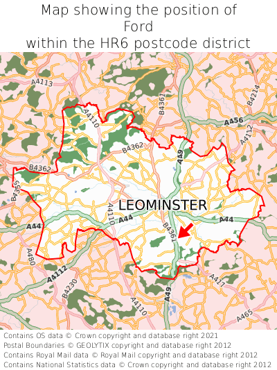 Map showing location of Ford within HR6