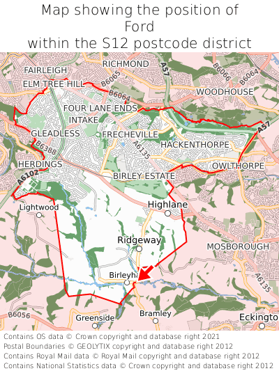 Map showing location of Ford within S12