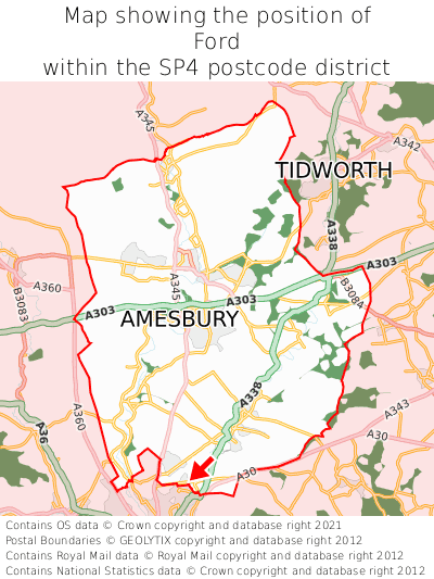 Map showing location of Ford within SP4