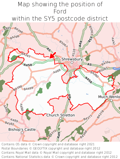 Map showing location of Ford within SY5