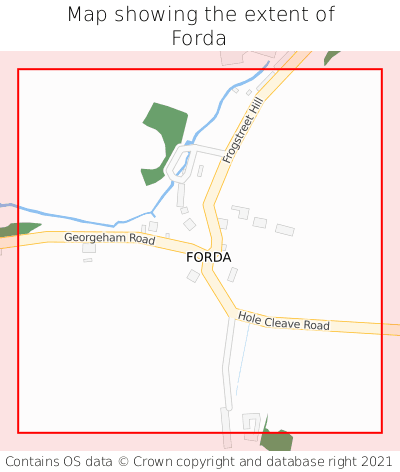 Map showing extent of Forda as bounding box