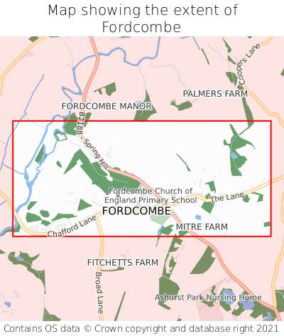 Map showing extent of Fordcombe as bounding box