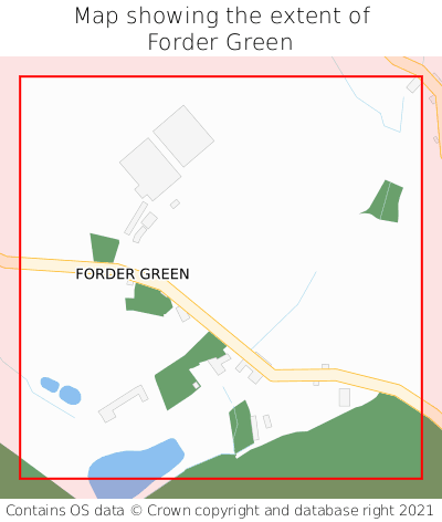 Map showing extent of Forder Green as bounding box
