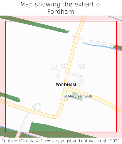 Map showing extent of Fordham as bounding box