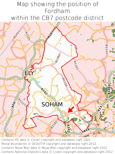 Map showing location of Fordham within CB7