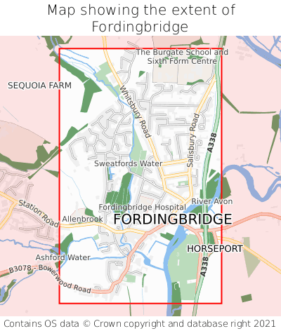 Map showing extent of Fordingbridge as bounding box