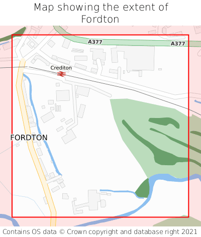 Map showing extent of Fordton as bounding box