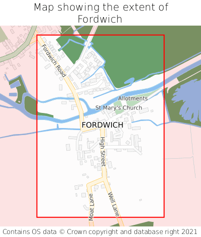 Map showing extent of Fordwich as bounding box