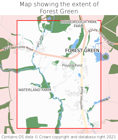 Map showing extent of Forest Green as bounding box