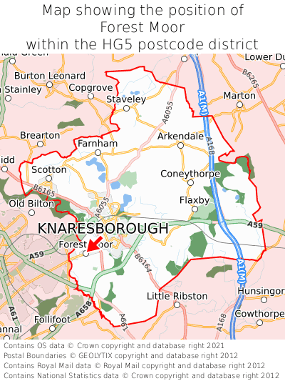 Map showing location of Forest Moor within HG5