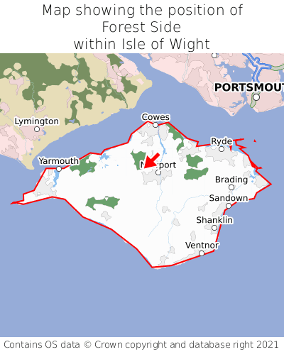 Map showing location of Forest Side within Isle of Wight