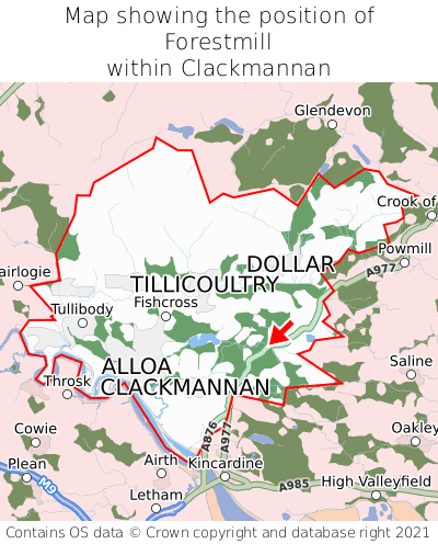 Map showing location of Forestmill within Clackmannan