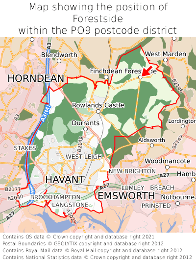 Map showing location of Forestside within PO9