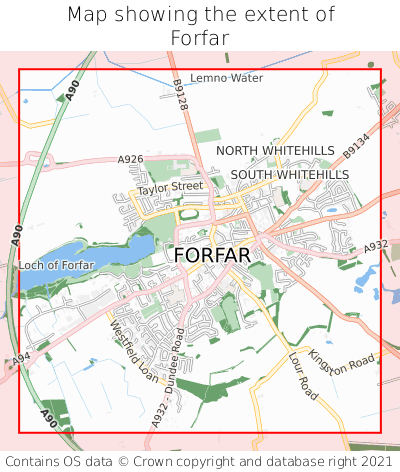 Map showing extent of Forfar as bounding box