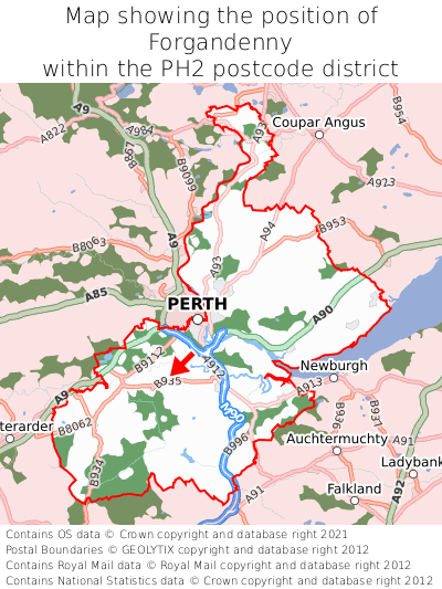 Map showing location of Forgandenny within PH2