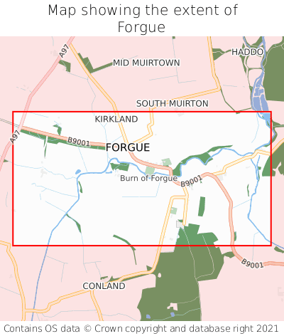 Map showing extent of Forgue as bounding box
