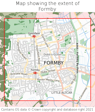 Map showing extent of Formby as bounding box