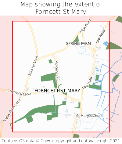 Map showing extent of Forncett St Mary as bounding box