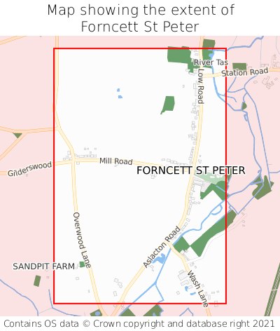 Map showing extent of Forncett St Peter as bounding box