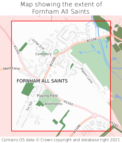 Map showing extent of Fornham All Saints as bounding box