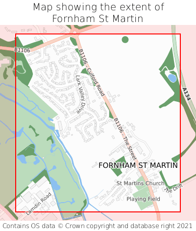 Map showing extent of Fornham St Martin as bounding box