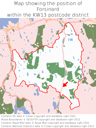 Map showing location of Forsinard within KW13