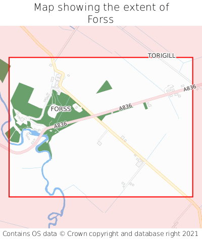 Map showing extent of Forss as bounding box