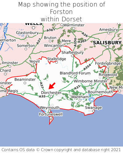 Map showing location of Forston within Dorset
