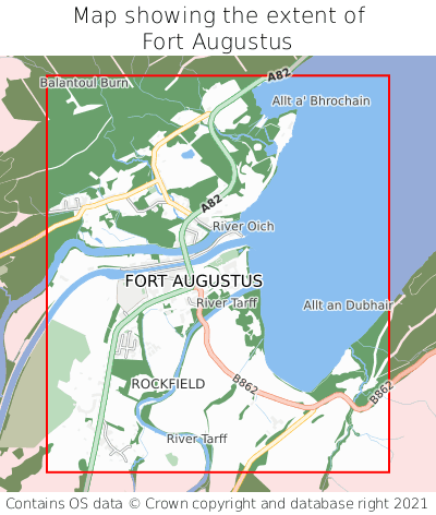 Map showing extent of Fort Augustus as bounding box
