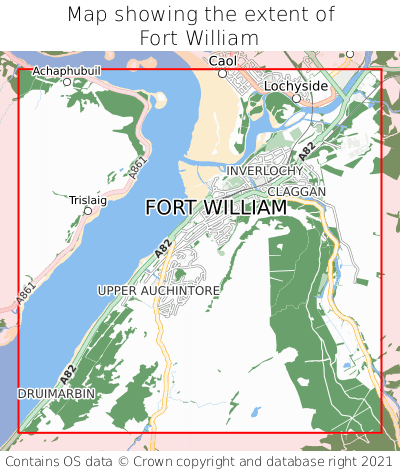 Map showing extent of Fort William as bounding box
