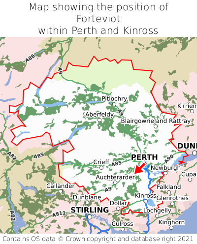 Map showing location of Forteviot within Perth and Kinross