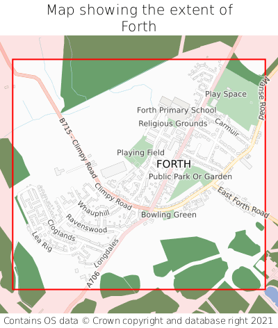 Map showing extent of Forth as bounding box