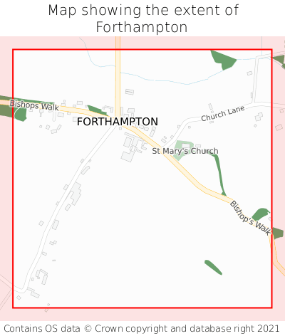Map showing extent of Forthampton as bounding box