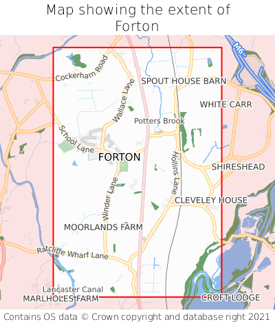 Map showing extent of Forton as bounding box