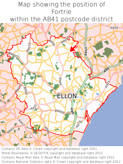 Map showing location of Fortrie within AB41