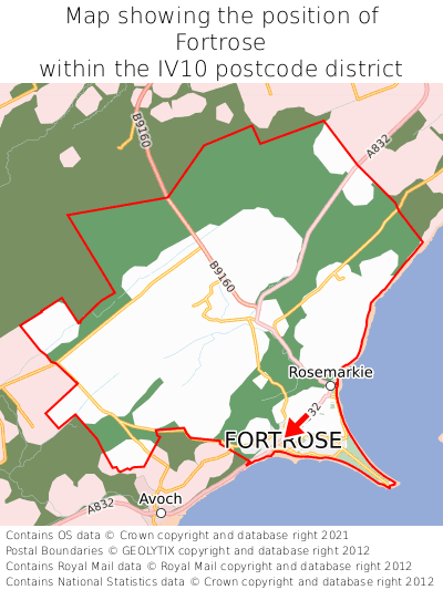 Map showing location of Fortrose within IV10