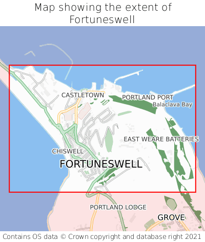 Map showing extent of Fortuneswell as bounding box
