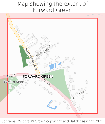 Map showing extent of Forward Green as bounding box