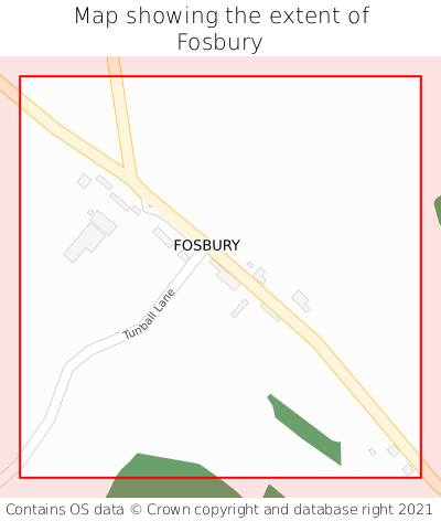 Map showing extent of Fosbury as bounding box
